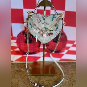 COACH Heart Crossbody Signature Canvas W/Cherry Print & Unbranded Accessories